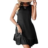 Sidefeel Women's Summer Denim Dresses 2026 Loose Sleeveless Sleeve Ruffled Edge Jean Sundresses