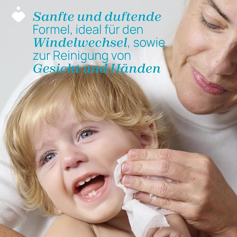 Neugeborenen-Baby-Mehrzweck-Reinigungstücher mit Plaquette, alkoholfrei, parfümiert, für empfindliche Haut geeignet, Multipack mit 864 Tüchern, 12 Packungen mit 72 Tüchern