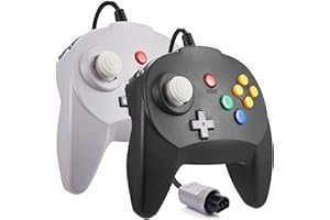 MODESLAB 2 Pack N64 Controller, Wired Gamepad Joystick Replacment Controllers Compatible with N64 Upgrade [ 3D Analog Stick ] - Black/Gray