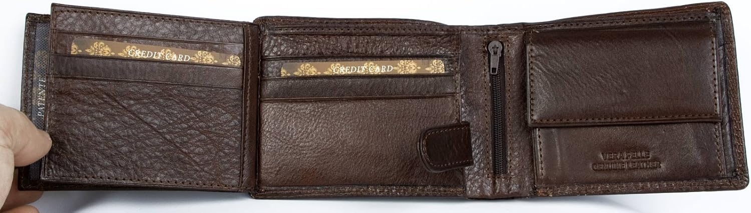 FLW Men's brown genuine leather wallet made of durable leather - Image 5