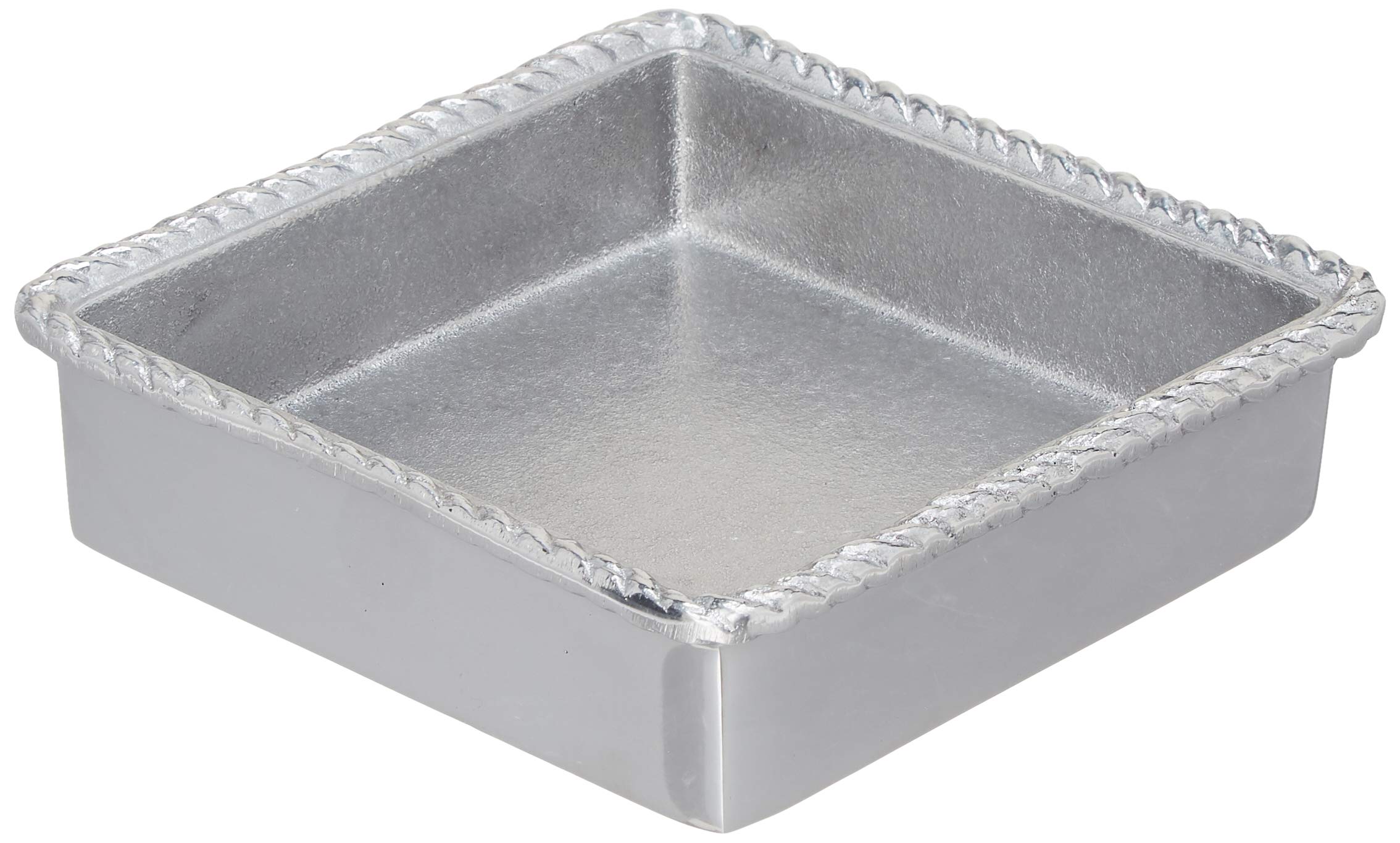 MARIPOSA Handcrafted Napkin Box, Aluminum, Silver, One Size