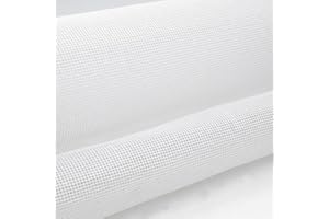 Nyuemystery 1 Pc 14 Mesh Needlepoint Canvas, 20 x 18 Inch White Blank Polyester Cotton Canvas for Embroidery, Cross Stitch & Knit Crochet Projects