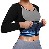 Sauna Suit for Women Sweat Body Shaper Jacket Hot Waist Trainer Long Sleeve Zipper Shirt Workout Top (Black, XX-Large)