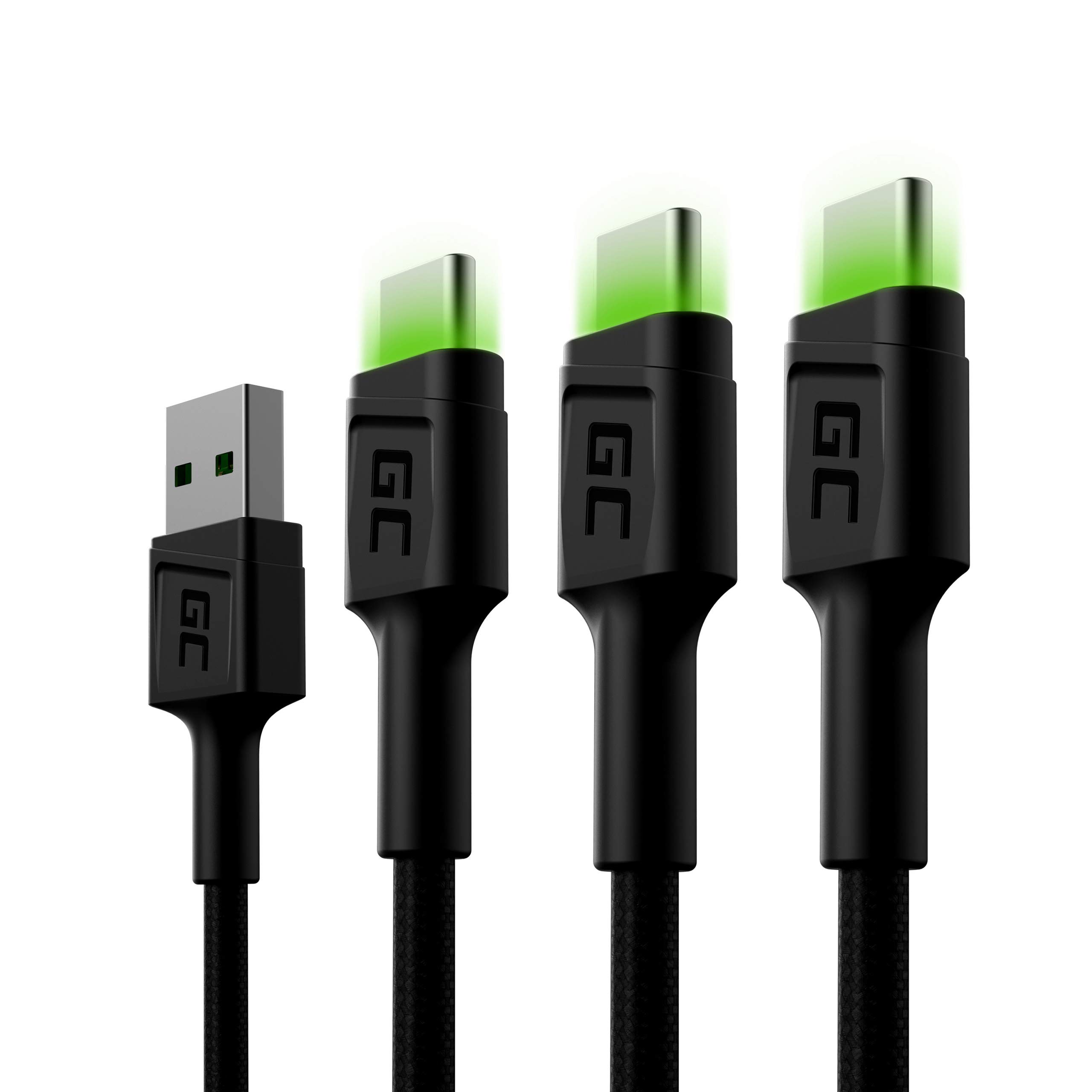 GC Ray LED Set 3x 1.2m USB C Cable Type C Nylon Charger Cable for Samsung Galaxy S22 S21 S20 Ultra S10 S9 S8+ | Note 20 10 9 8 | A80 A71 A70 A50 A42 A41 | Huawei Honor P40P 30 P20 P10 Lite