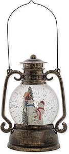 Snowman Family Lantern 11 Inch Tabletop Holiday Glitter Dome Snowglobe