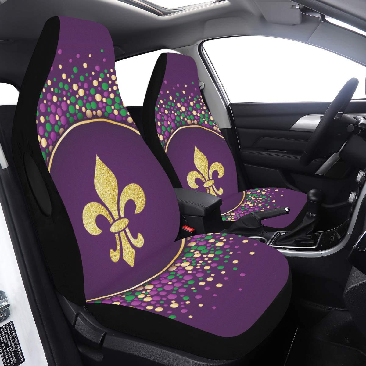 Rear Car Seat Cover Purple Fleur De Lis Fake Glitter Cover