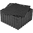 ToLanbbt Modular Interlocking Cushion 12P 11.8" x 11.8" Interlocking Rubber Floor Drain Holes Non-Slip Splicing Drainage Mats for Deck, Shower, Kitchen, Drain Pool, Sauna Bath, Indoor Outdoor (Black)