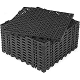 Modular Interlocking Cushion 12 Pcs 11.8" x 11.8" Interlocking Rubber Floor Drain Holes Non-Slip Splicing Drainage Mats for D