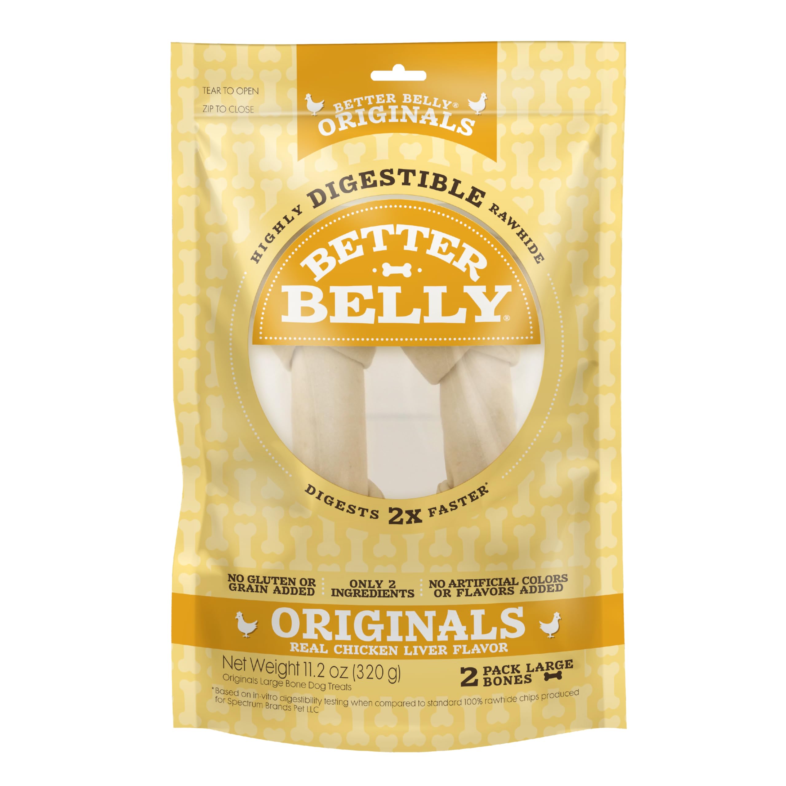 Photo 1 of **EXP 08/2025**Better Belly Chicken Liver Rawhide Large Dog Bones, 2-Count