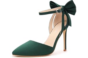 Carcuume Women's Closed Toe Heels Bow Stiletto Heel Sandals Pointed Toe Pumps Wedding Shoes