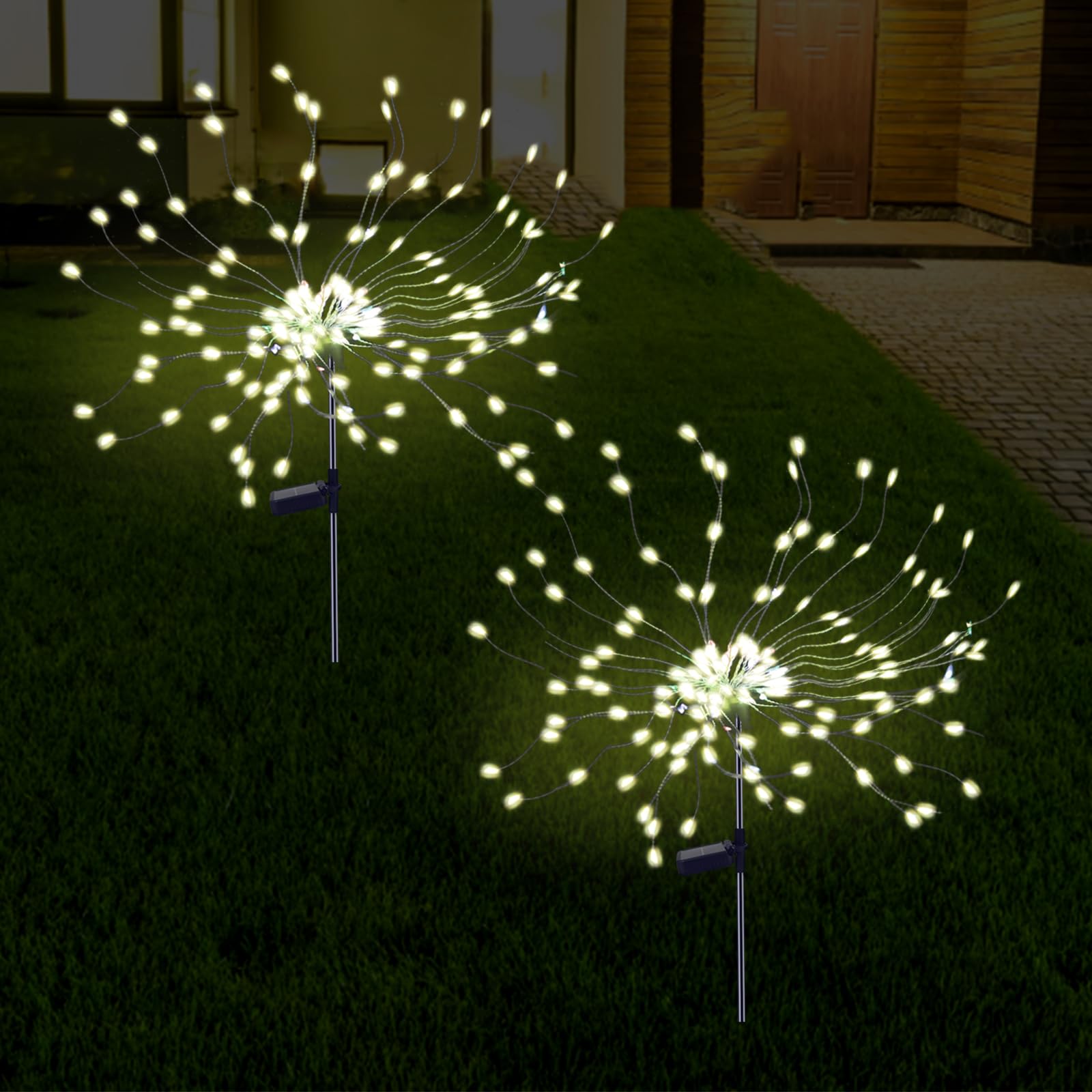 Photo 1 of PXBNIUYA 2 Pack Solar Firework Lights Outdoor, 175 LED Garden Lights with 2 Modes, Waterproof Copper Wire DIY Decorative Light, Solar Starburst Light for Yard Wedding Patio?Warm White?