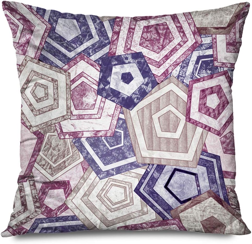 Onete Throw Pillow Cover Decorative 18x18 Inch Square Ethnics Retro Abstraction Abstract Geometric Rainbow Pattern Geometry Angles Band Chevron Figure Cushion Case Home Decor Zippered Pillowcase