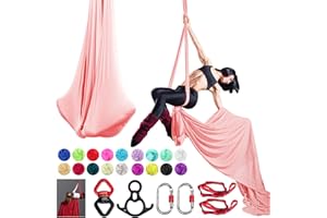 PRIORMAN Aerial Silk Set, Premium 9Yards/8.2m Medium Stretch Fabric Silks, Perfect for AntiGravity Hammock Yoga Training & Dance Circus Performances Includes Hardwares & Daisy Chains