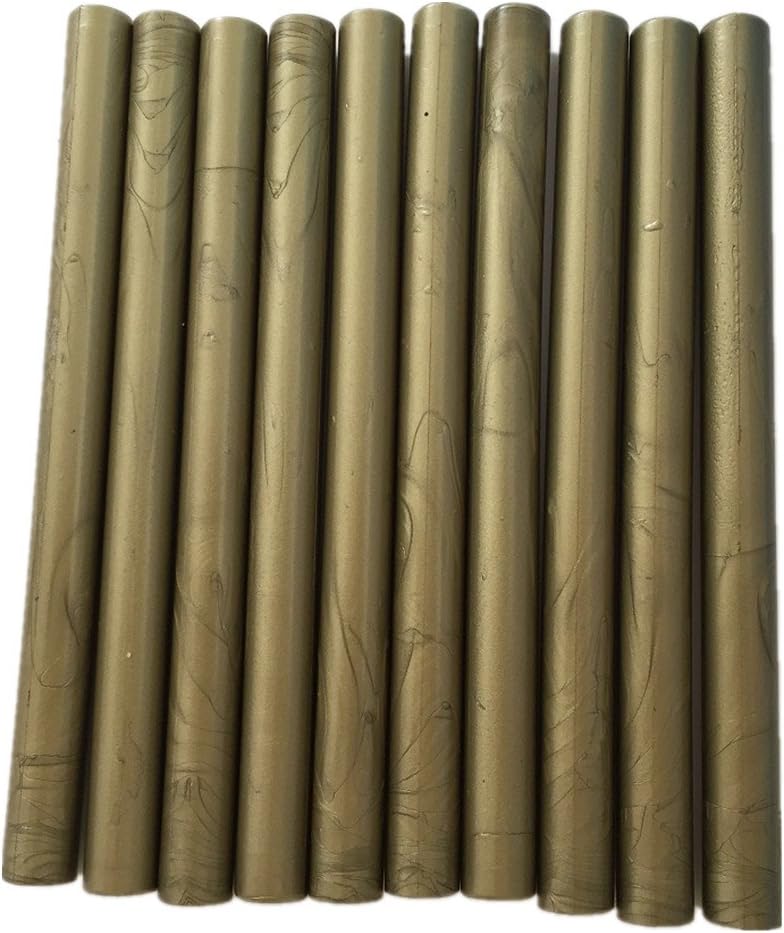 Tikwisdom 10 Pcs Vintage sealing Glue Gun Sealing Wax sticks supplies a variety of colors (Green Gold)