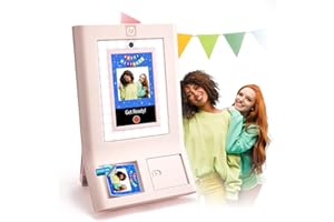 HP Sprocket Photo Booth Machine Instant Color Photo Printer - 10.1" Touchscreen Photobooth, LED Ring Light - Customize w/ 250+ Frames, Prints on 3x4 Zink Paper or Share via QR Code, Mobile App - Pink