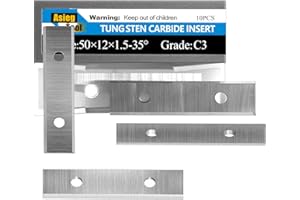 Asieg Tool 50x 12 x 1.5mm 2 inch Carbide Inserts Cutter Blades Paint Scraper 2 Edges for Woodworking Surfacing Groove Helical Planer Cutter Heads and Hand Hold Scraper 10pcs
