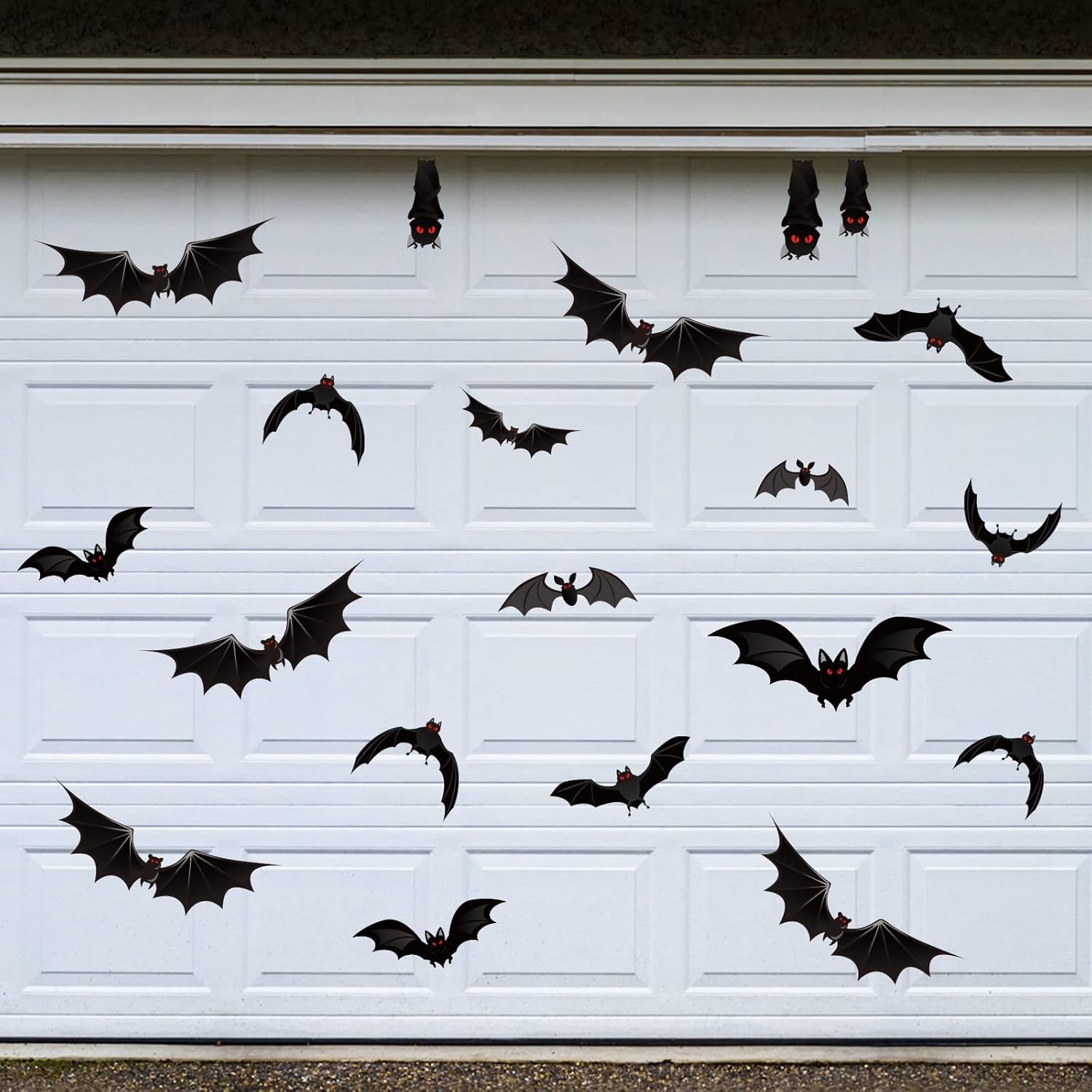 Garage Door Decorations - Whaline 20Pcs Halloween Bats Garage Door Magnets Black Bats Magnet Decoration Refrigerator Stickers Halloween Garage Door Decals for Indoor Outdoor Home Decor Halloween Party Supplies