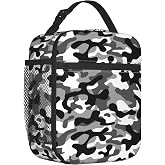 PIUTH Black Camo Lunch Bags For Men Women Boys Girls Reusable Tote Lunch Bags For Office Work School Picnic Camping Thermal Insulation And Cold Preservation