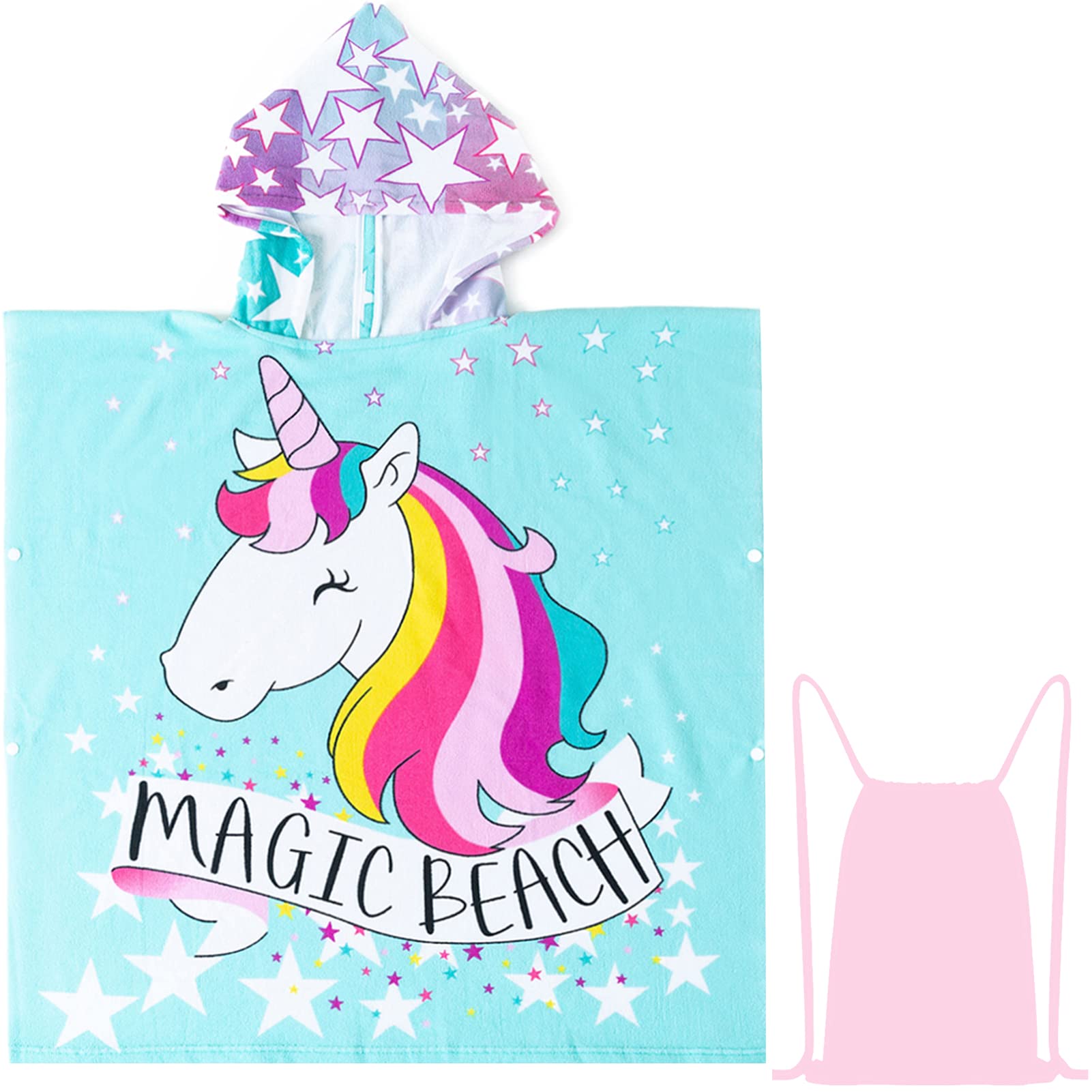 Photo 1 of NovForth Unicorn Bath Towel for Toddler Boys, Pool Hooded Towel for Kids, Hooded Bath Beach Towel Poncho for Bath/Pool/Beach Swim Cover