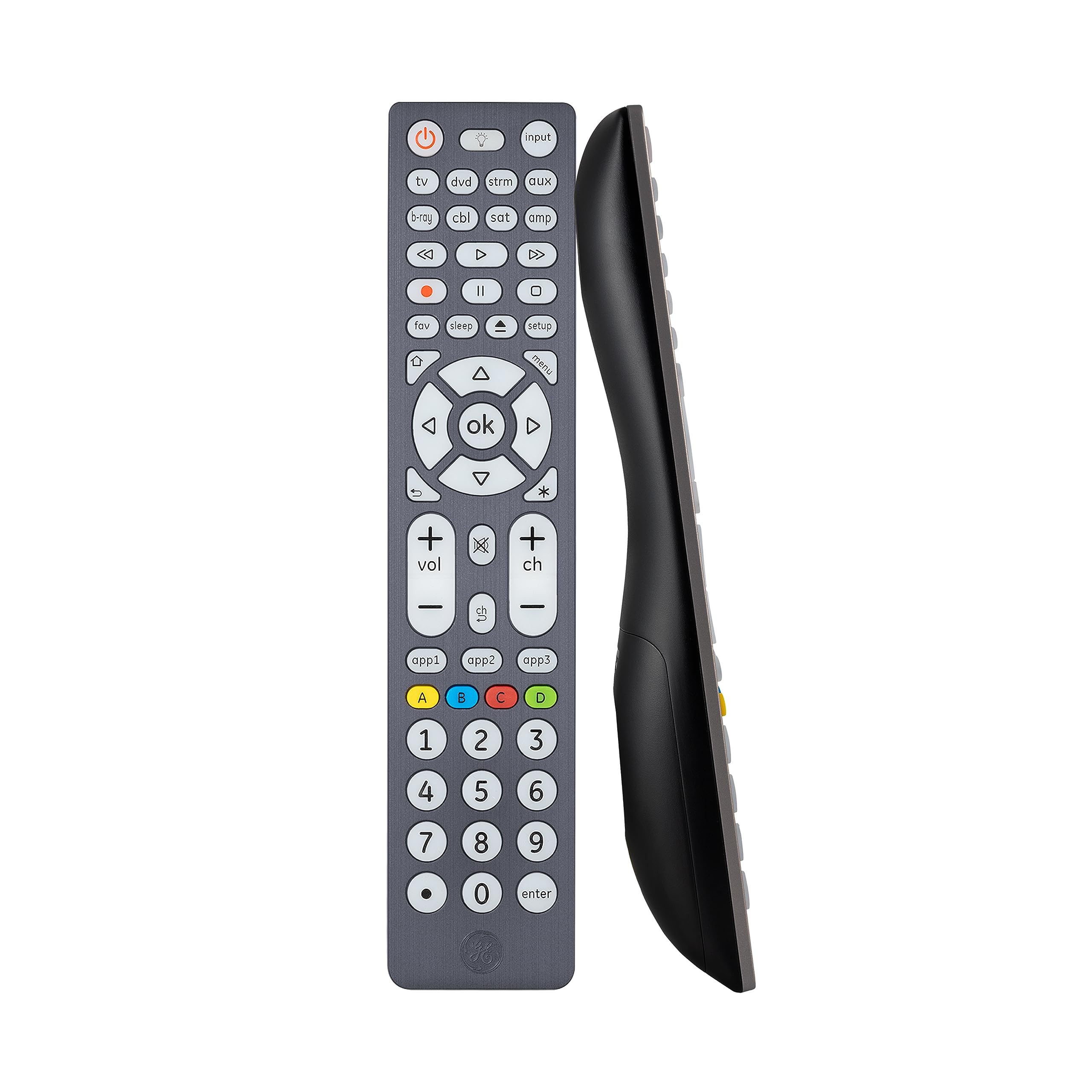 GE Backlit Buttons Universal Remote Control, Samsung TV Remote Control Replacement, Samsung Remote Control for Smart TV, Roku Remote Replacement, Vizio, LG TV,Sony, Apple TV, 8-Device, Graphite, 47510