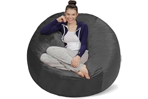 Sofa Sack Bean Bag Chair - Plush, Ultra Soft - Memory Foam Bean Bag Chair with Microsuede Cover - Stuffed Foam Filled Furniture and Accessories for Dorm Room 5 Feet - Charcoal