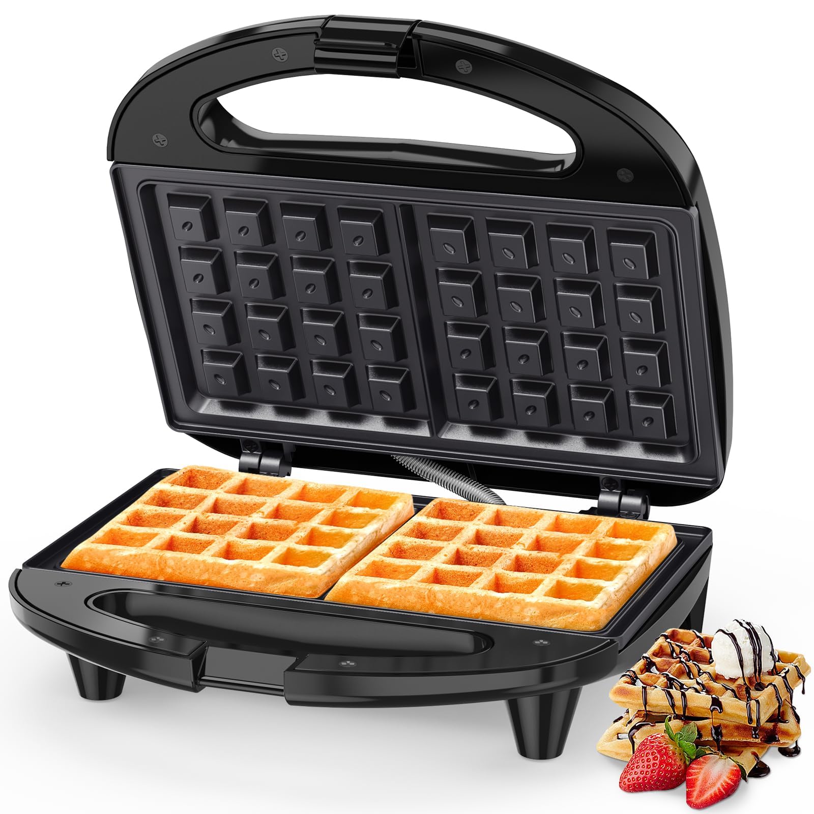 Photo 1 of OSTBA Waffle Maker, 2 Slice Non-Stick Waffle Iron, Belgian Waffle Machine with Indicator Lights, PFOA Free, Perfect for Breakfast and Snacks, 750W