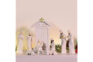VUSKLY Nativity Set Figurine Christmas Jesus Nativity Scene Collection 9 Pcs Christmas Ornaments Gifts Mini Religious Holy Family for Tabletop Countertop Statue Hand Painted Decorative Crafts