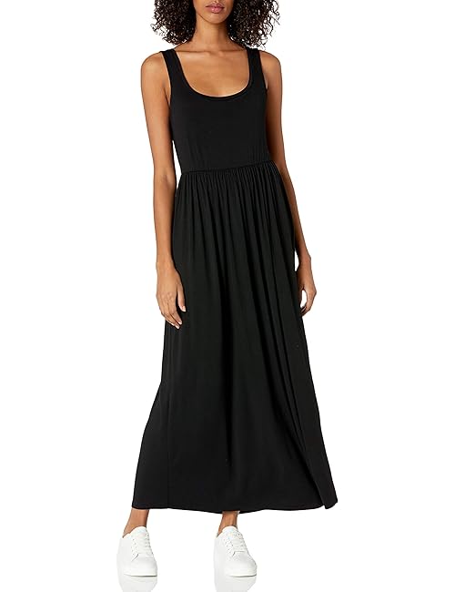 Amazon Essentials Women's Tank Waisted Maxi Dress (Available in Plus Size), Black, Large