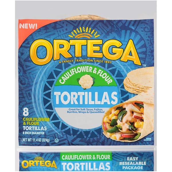 ORTEGA TORTILLAS, CAULIFLOWER & FLOUR, 8 INCH, 8...
