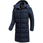 CTFASHION Men's Winter Coat Extra Long Puffer Jacket Waterproof Thicken Parka Insulated Outerwear with Removable Hood