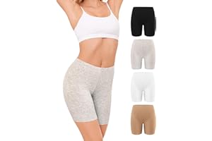 VOENXE Women Boyshort Underwear,Cotton Shorts for Under Dress,Lady Boxer Brief,Anti Chafe Panties,High Waist Legging 4pack