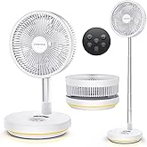 Primevolve Portable Rechargeable Oscillating Fan, Battery Operated Fan Adjustable Height, USB Home Office Outdoor Camping Travel, White 10"