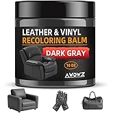 Leather Recoloring Balm - Scratch Repair & Color Restore Kit for Faded Leather, Leather Couch & Car Seats - 10OZ Leather Restorer Balm for Furniture, Auto Interior, Vinyl, Accessories (Dark Gray)