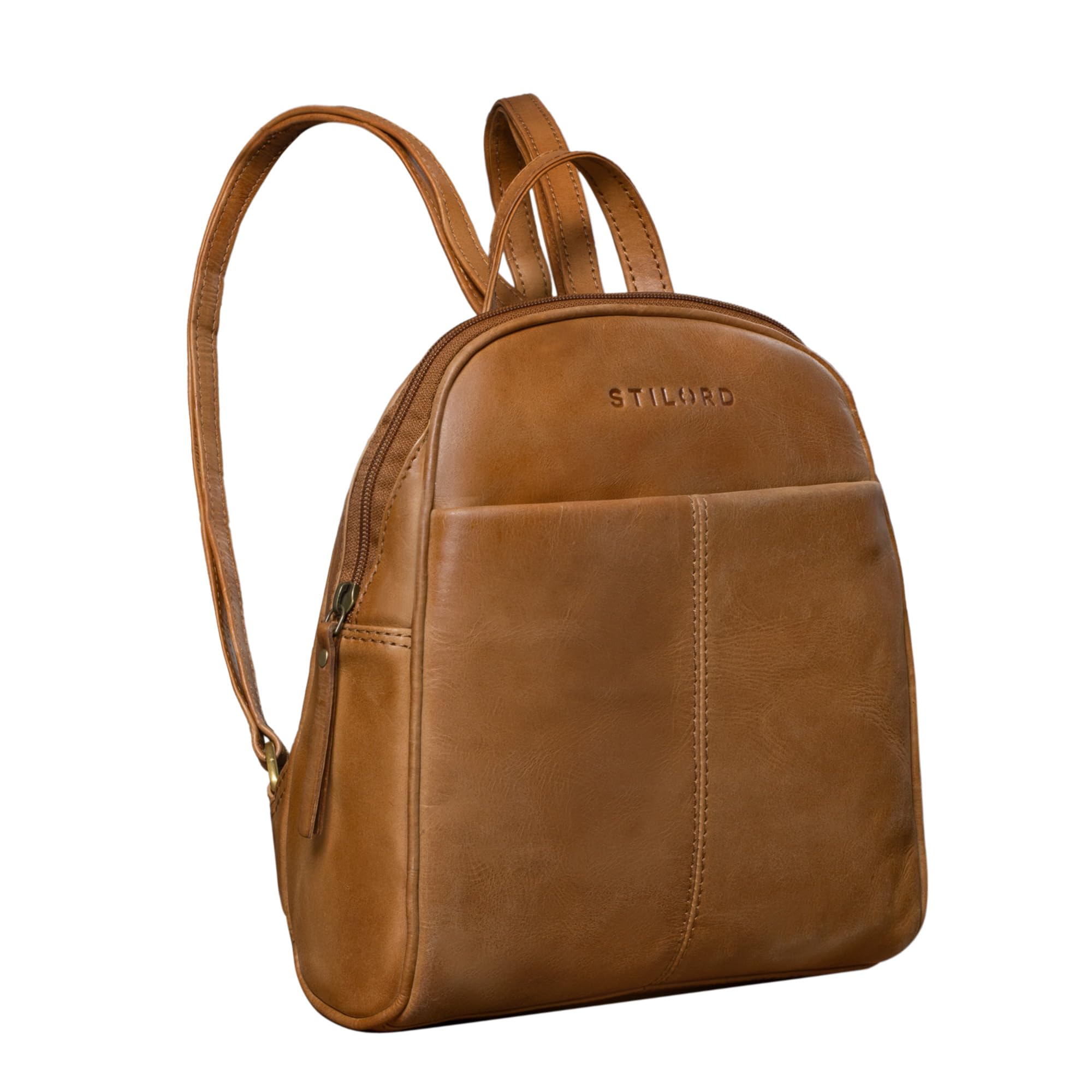 STILORD "Charlotte" Elegant Vintage Ladies Backpack Leather Small Vintage Purse City Shopping Rucksack Daypack Genuine Leather Colour:taranto - Brown