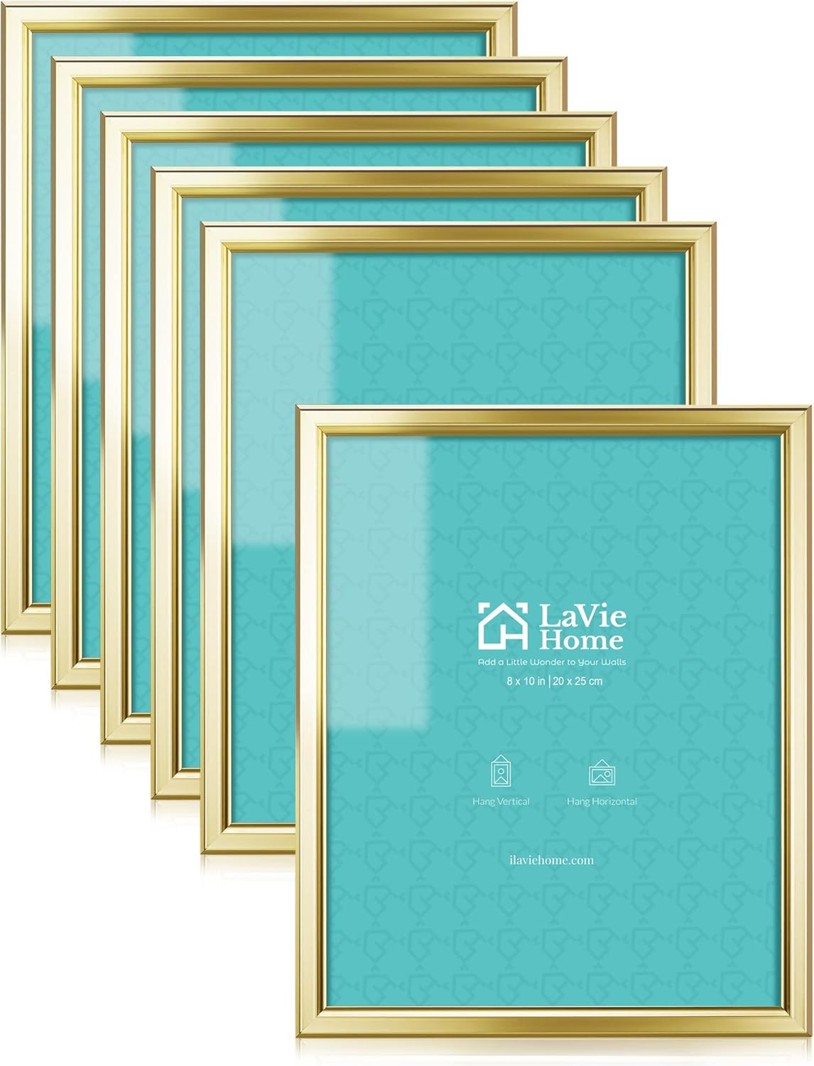 Photo Albums, Frames & Accessories - LaVie Home 8x10 Picture Frames (6 Pack, Gold) Simple Designed Photo Frame with High Definition Glass for Wall Mount & Table Top Display, Set of 6 Classic Collection
