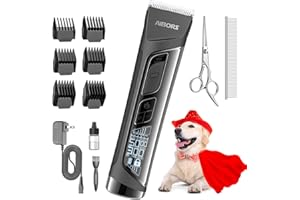 AIBORS Dogs Clippers for Grooming - 5 Speeds Quiet Dogs Trimmer Grooming Kit, 2600mAh Dog Shaver Clippers Kit Low Noise