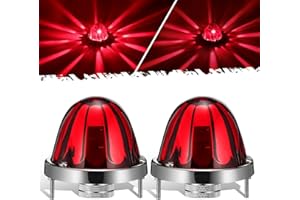 Partsam 2Pcs Red Glass Lens Watermelon Lights [Patented], Red LED Side Marker Turn Signal Lights with Stainless Steel Bezel R