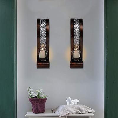 Buy Shelving Solution Wall Sconce With Tea Light Candle Holder Antique Bronze Style Metal Wall Art Decorations For Living Room Bathroom Dining Room And Office Set Of 2 Online In Indonesia B08p51dpyk