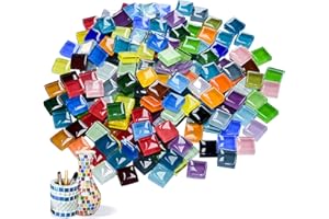 IFHFBI 1200 pcs Glass Mosaic Tiles,Mixed Colour Glass Mosaic Tiles for Crafts,2.2lb Tiny Mosaic Tile, Mosaic Tiles for Crafts, Mosaic Supplies for Home Decoration, Art Crafts(No Color Flare)