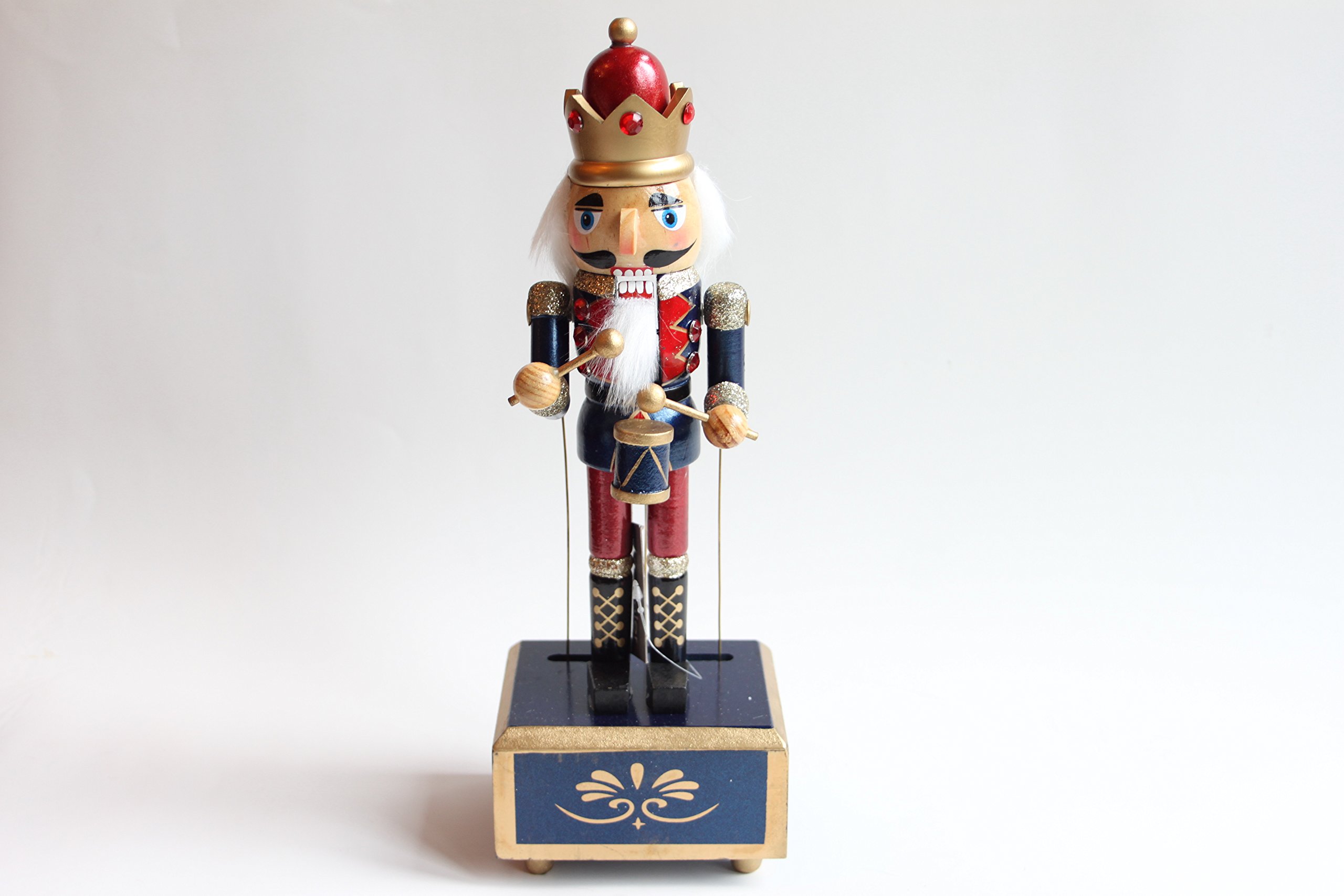 Festive Wooden Nutcracker Musical Box 30cm (Blue)