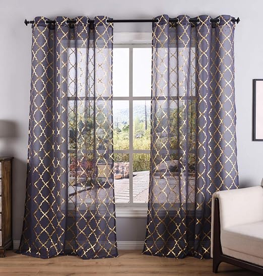 Amazon Com Kotile Dark Grey Sheer Curtains 63 Inches Long For