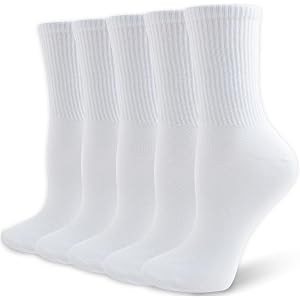 Josnown Womens Crew Socks Combed Cotton Casual Athletic Socks 5 Pairs | Soft Lightweight Thin Socks Gifts for Women & Girls (