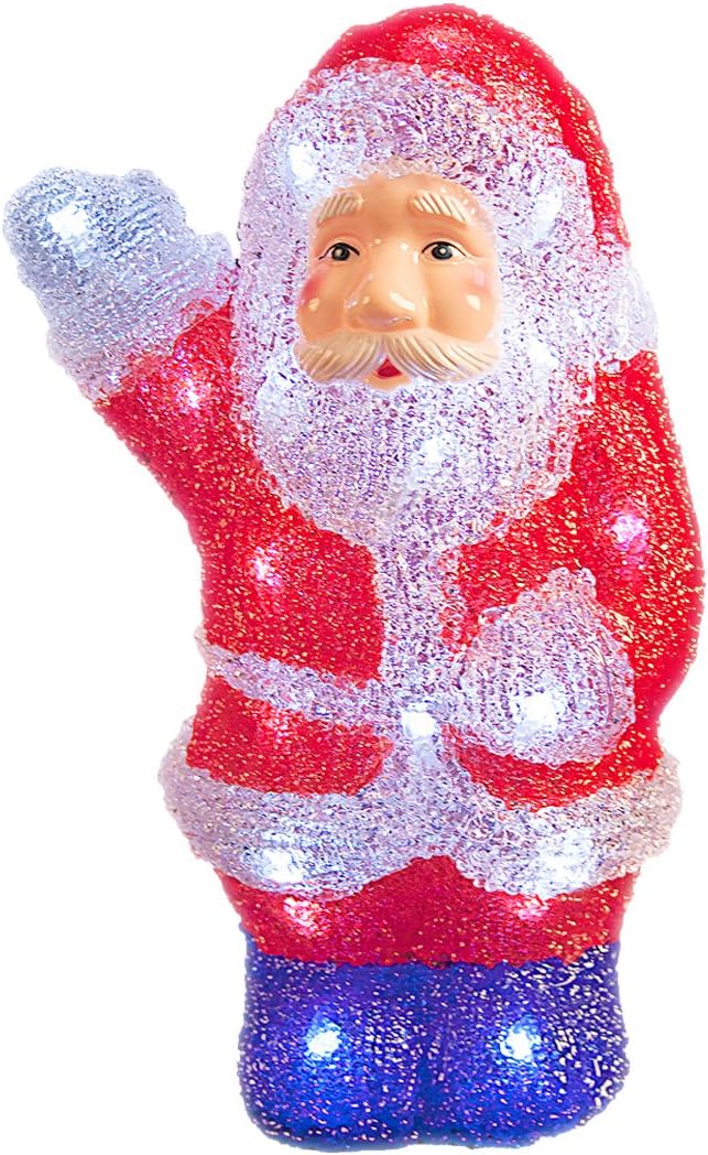 The Christmas Workshop Benross 22 cm 24 LED Acrylic Santa Ornament, Red