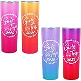 QsiuYbng 4 Pack 2026 Trip Gifts 20 oz Stainless Steel Tumblers for Women,Insulated Travel Cups with Lids, Matching Weekend Getaway Friendship Gifts for Vacation, Bachelorette Party