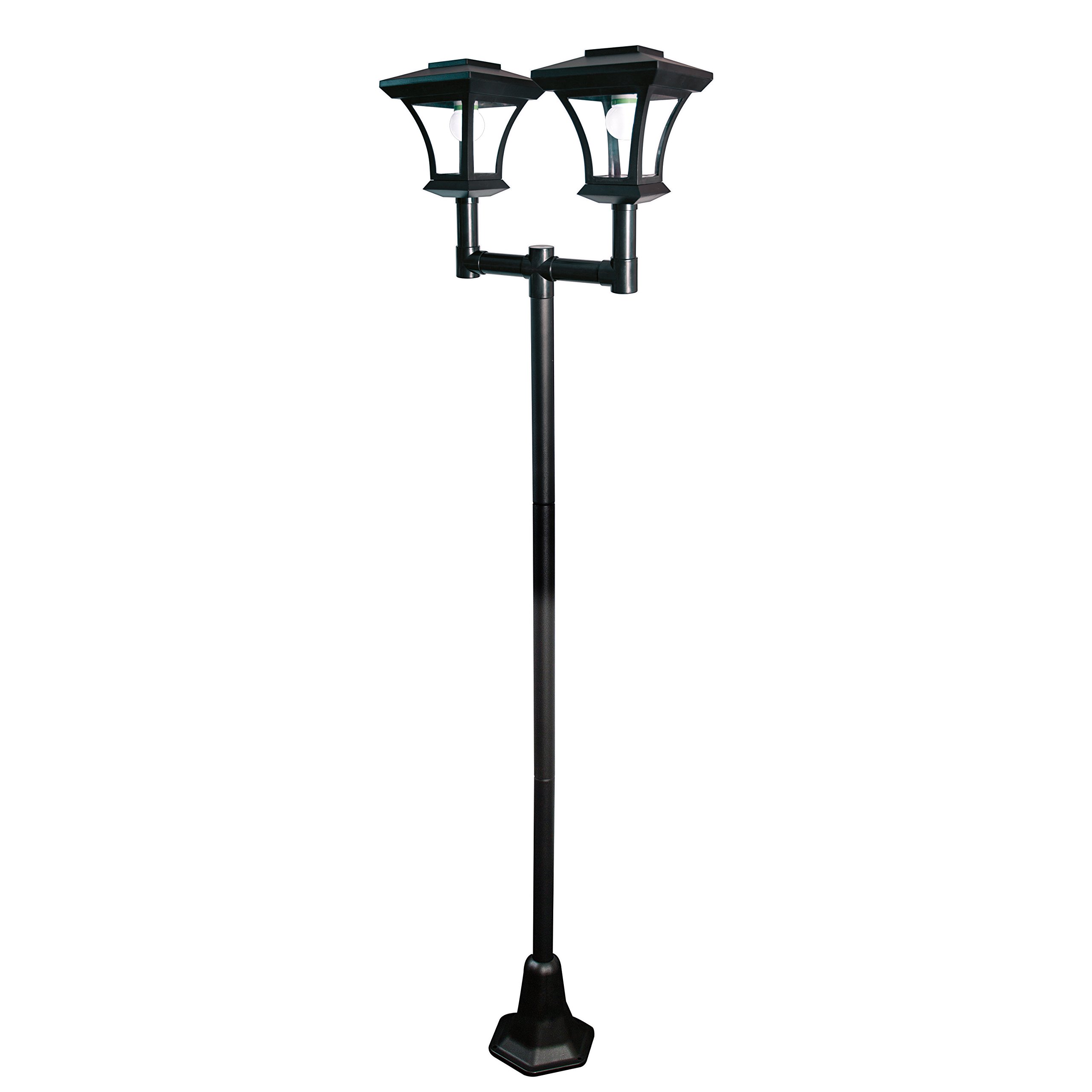 GardenKraft 19510 Twin Head Solar Powered Lamp Post Garden Light / 1.7m Tall/Outdoor Decorative Illumination / 12 Bright White LED Lights/Weatherproof