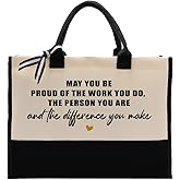 EDCTO Canvas Bag Gift, Cotton Canvas Tote Bag, Retirement Gift, Employee Appreciation Presents, Totes Bags for Women, Womens Weekend Sack, Reusable Grocery Bags, May You Be Proud of The Work You Do