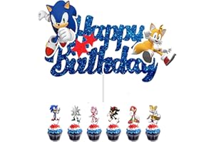 VAORUTENG Sonic Happy Birthday Cake Toppers, Hedgehog Birthday Party Cake Decorations Supplies for Boys, Kids