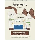 Aveeno Spa Day Gift Set, Full Body Skincare Set with Positively Radiant Face Scrub, Daily Moisturizing Body Lotion, & a Pair 