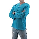 Men's Summer T-Shirt 100% Cotton Hippie Shirt V-Neck Beach Yoga Top