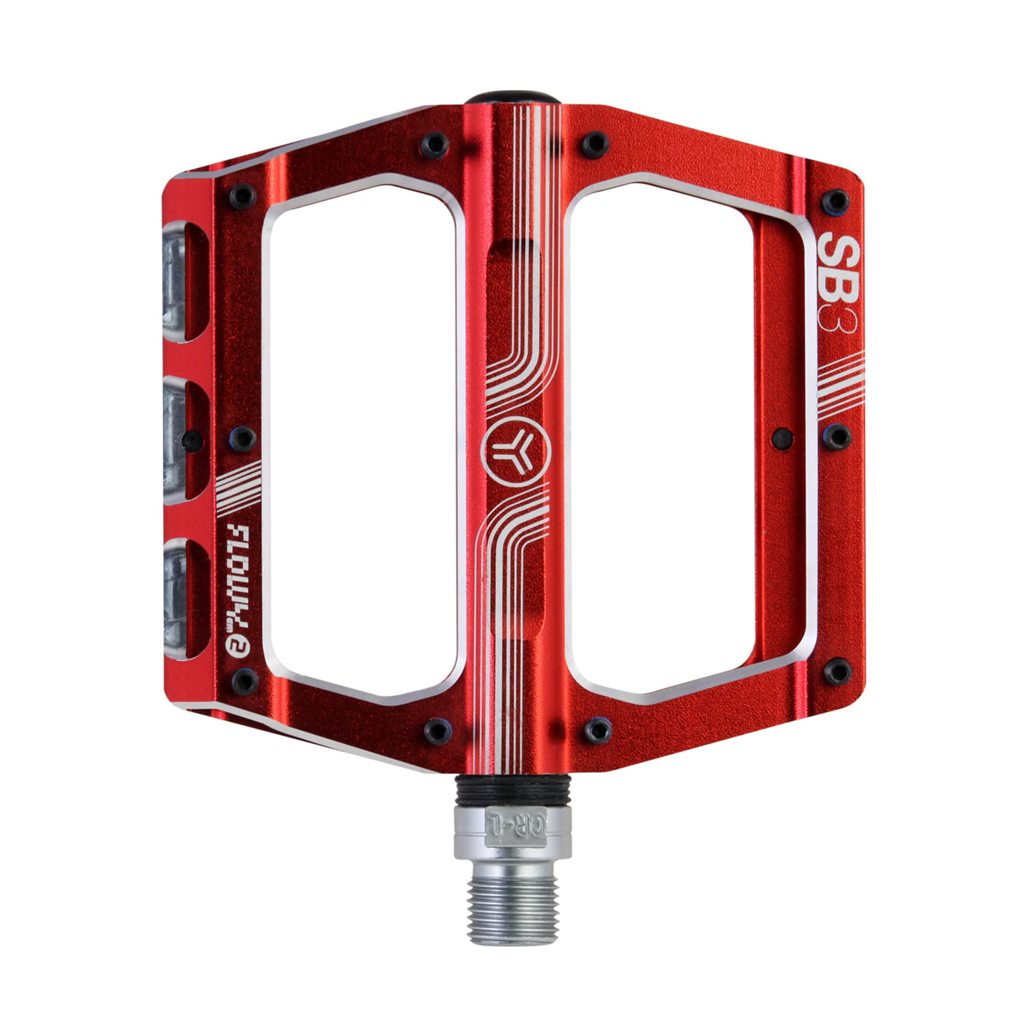 SB3 - Flowy AM 2 Pedals - Pair of Bicycle Pedals - Aluminium body, Crmo axle, Nubs - Flat Pedals Ideal for Hiking and All Mountain - Red